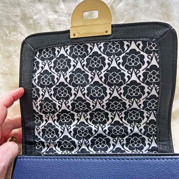 SATCHEL/CROSSBODY, EMMA FOX, LEATHER, BLACK NAVY BEIGE, HAS TOP HANDLE, REMOVABL - Picture 5 of 14